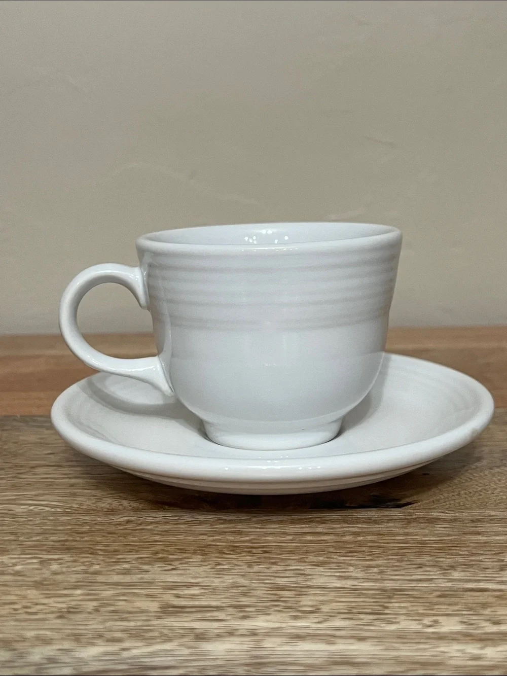 Homer Laughlin Fiesta Cup and Saucer White Fiestaware year stamp 1997